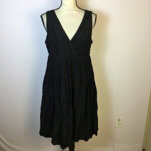 Gap A-line Wrap Dress Size 14 Womans Black Silk Cotton Empire Waist Sleeveless